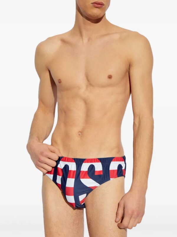 Moschino Zwembroek met logoprint - Blauw