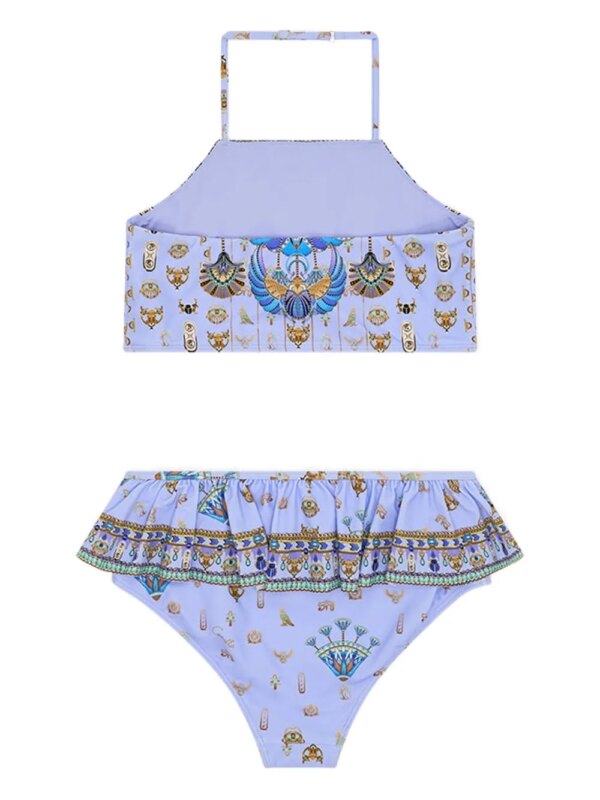 Camilla Kids Bikini met halternek en franje - Paars