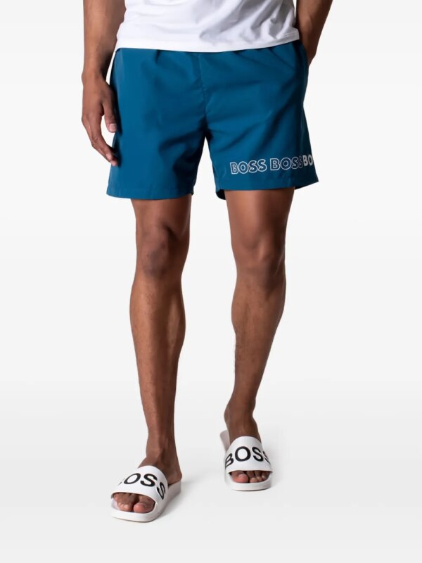 HUGO Zwembroek met logoprint - Blauw