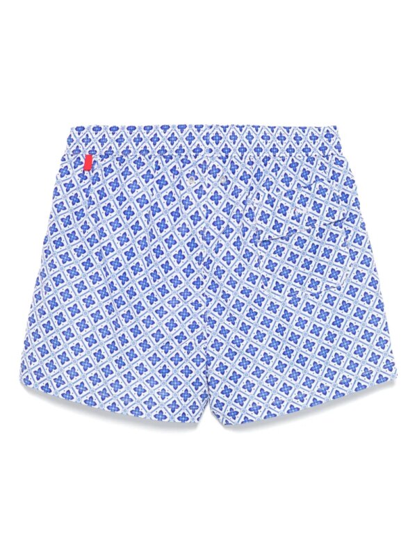 Kiton Zwembroek met bloemenprint - Blauw