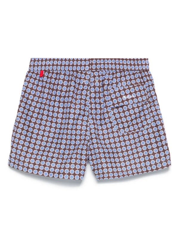 Kiton Zwembroek met bloemenprint - Bruin