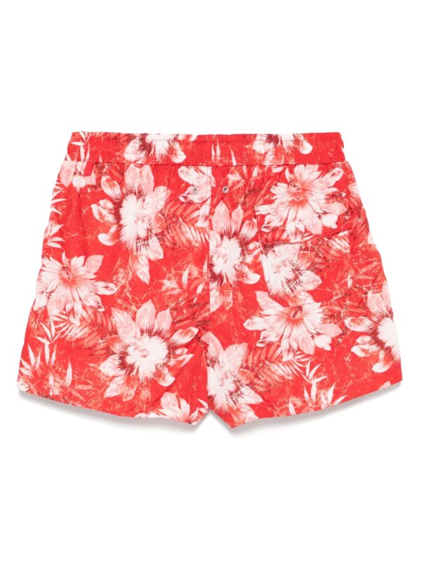 Kiton Zwembroek met bloemenprint - Rood