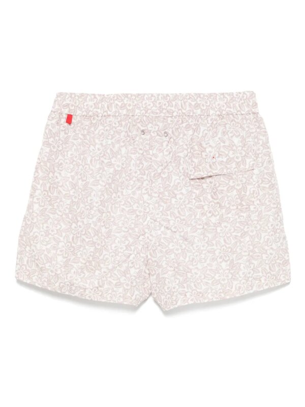Kiton Zwembroek met bloemenprint - Beige