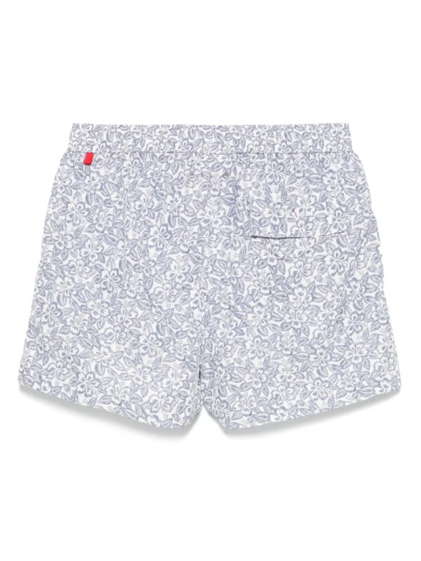 Kiton Zwembroek met bloemenprint - Wit