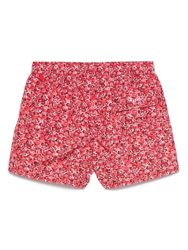 Kiton Zwembroek met bloemenprint - Rood