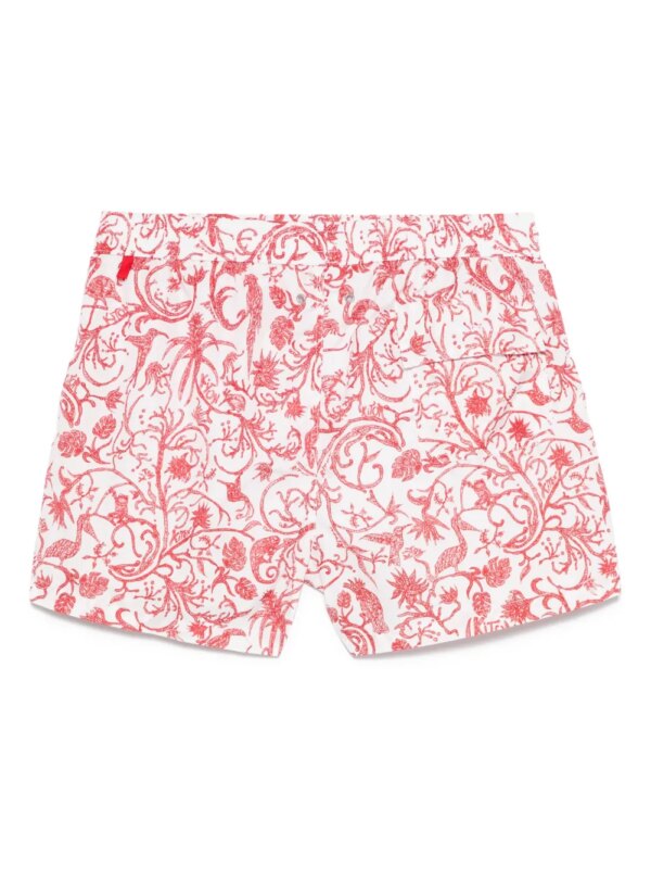 Kiton Zwembroek met bloemenprint - Wit