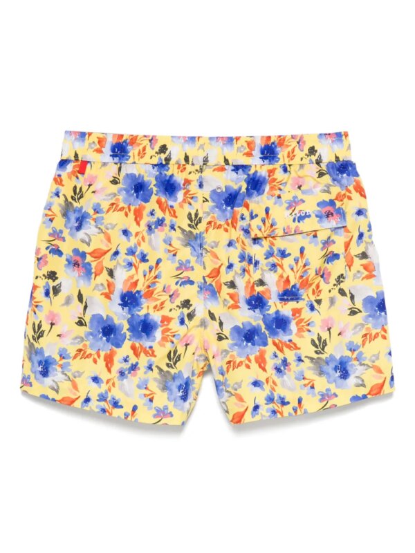 Kiton Zwembroek met bloemenprint - Geel