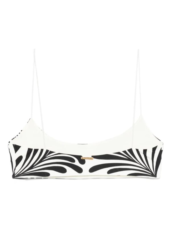 Cala de la Cruz Bikinitop met bladerprint - Wit