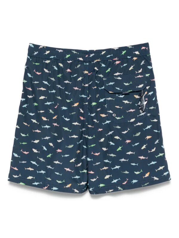 Paul & Shark Zwembroek met haaienprint - Blauw