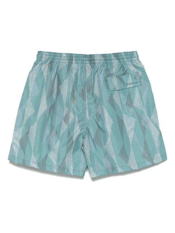 Corneliani Zwembroek met geometrische print - Groen