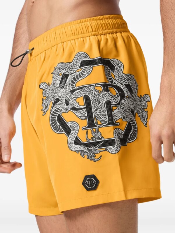 Philipp Plein Zwembroek met grafische print - Geel