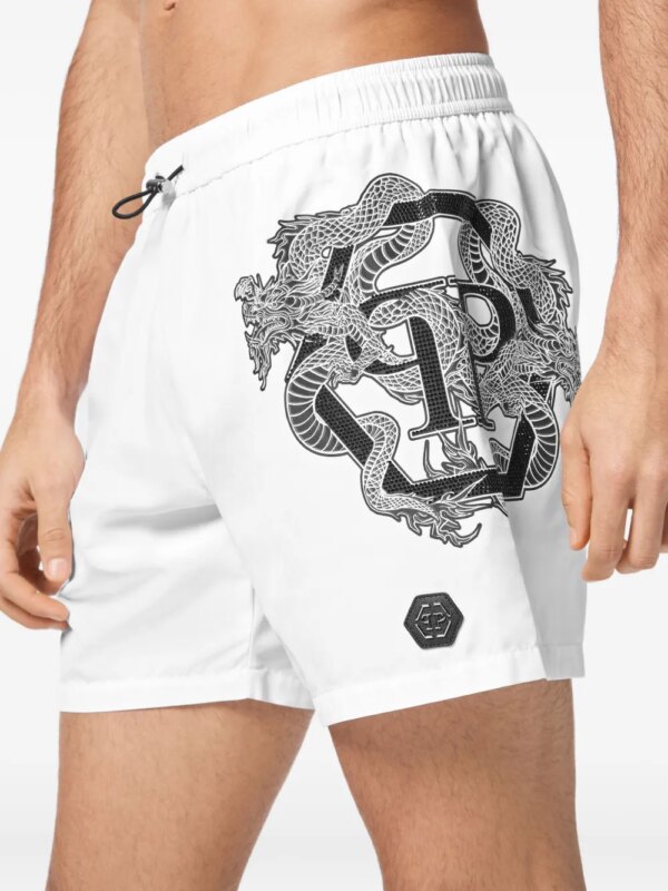 Philipp Plein Zwembroek met print - Wit
