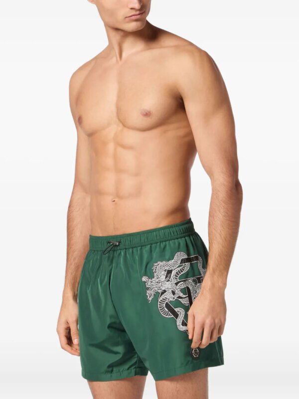 Philipp Plein Zwembroek met print - Groen