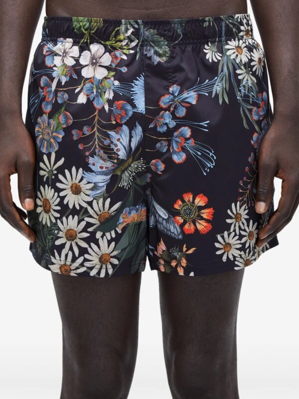 Osklen Zwembroek met bloemenprint - Zwart