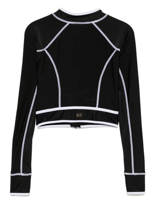 Duskii Top met lange mouwen en vlakken - Zwart