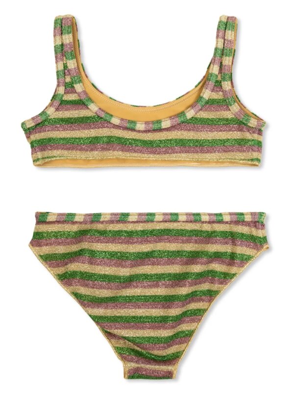 Oseree Kids Gestreepte bikini - Groen