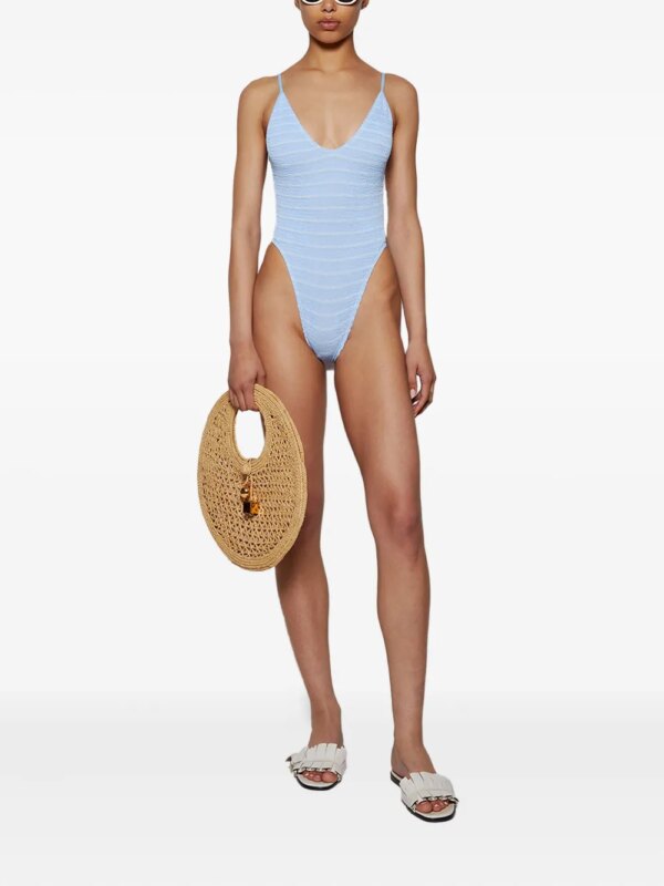 Bond-eye Badpak met textuur streep - Blauw