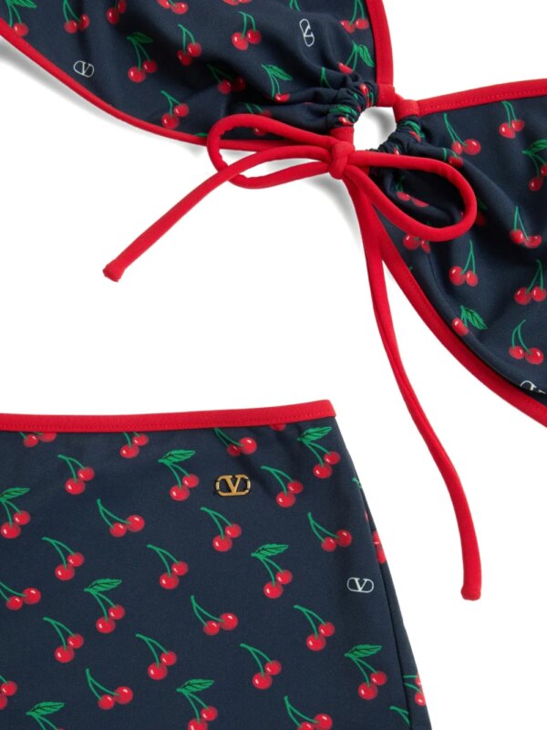 Valentino Garavani Bikini met Cherryfic-print - Blauw