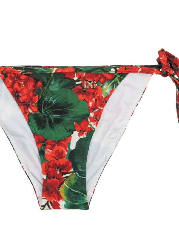 Dolce & Gabbana Bikinislip met zijstrik en bloemenprint - Rood