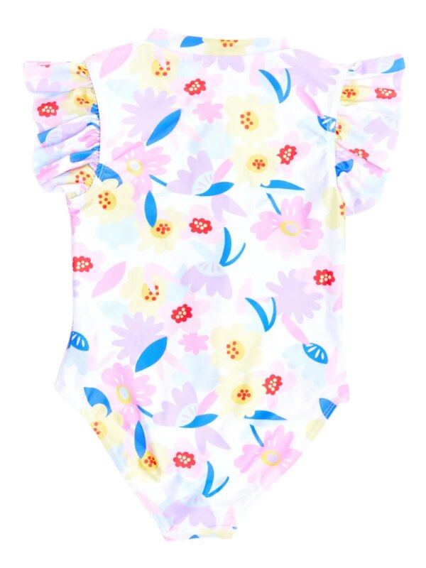 SOLISWIM KIDS Badpak met bloemenprint - Wit