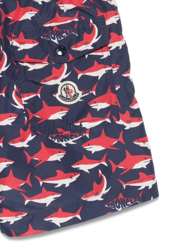 Moncler Enfant Zwembroek met haaienprint - Blauw