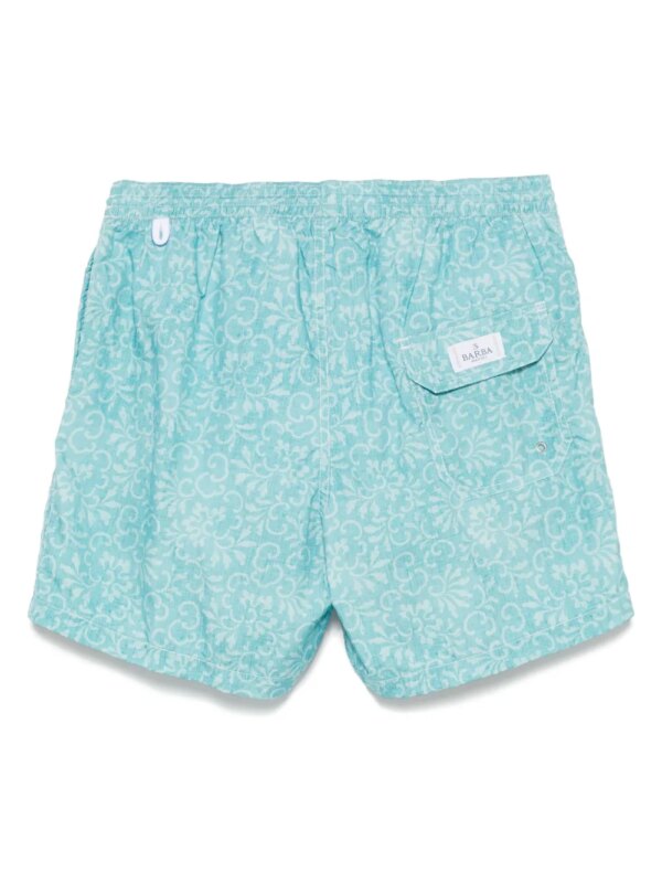 Barba Zwembroek met bloemenprint - Blauw