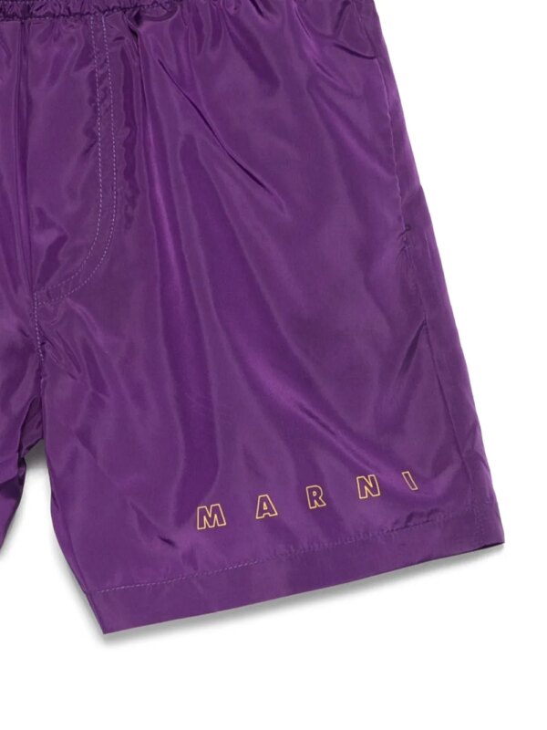 Marni Kids Zwembroek met logoprint - Paars