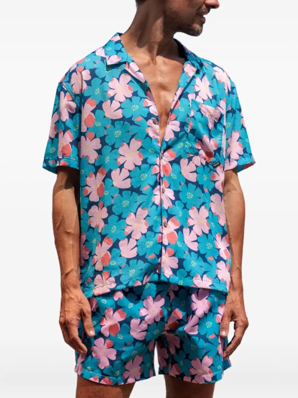 Boardies Zwembroek met bloemenprint - Blauw