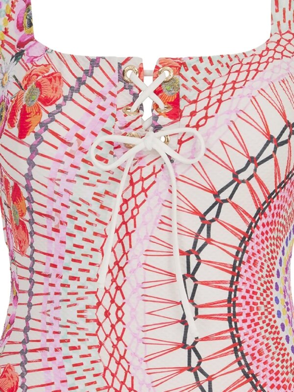 Temperley London Badpak met bloemenkant - Roze