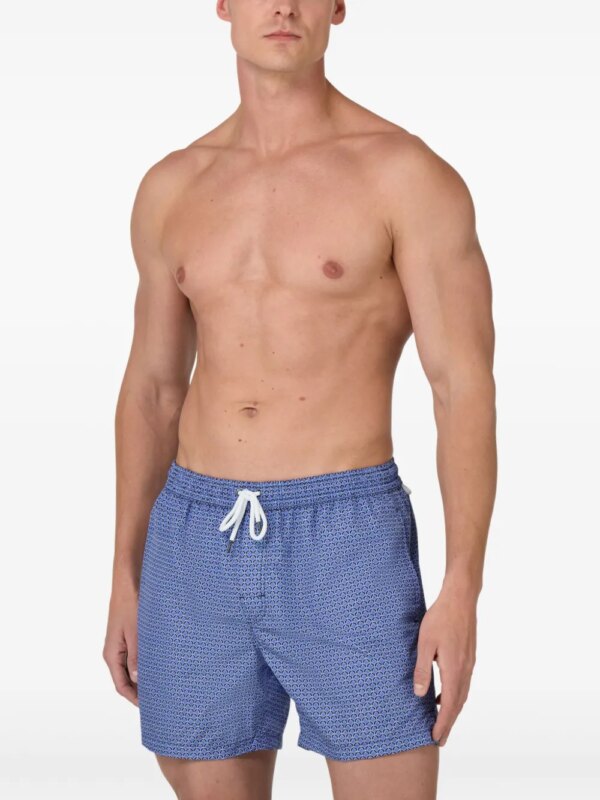 Boggi Milano Zwembroek met geometrische print - Blauw