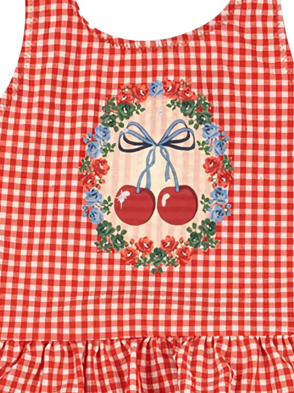 Konges Sløjd Badpak met gingham ruit en kersenprint - Rood