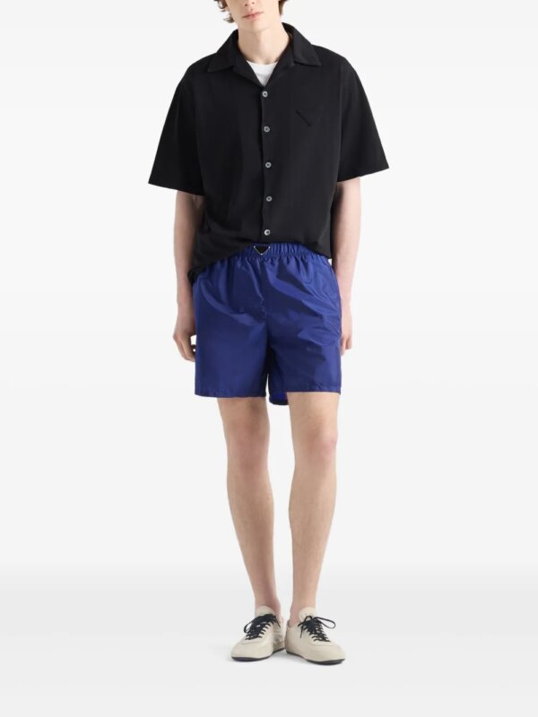 Prada Zwembroek met geëmailleerd logo - Blauw