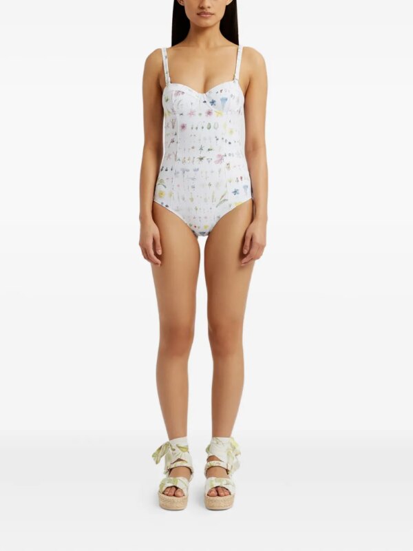 ERDEM Badpak met bloemenprint - Wit