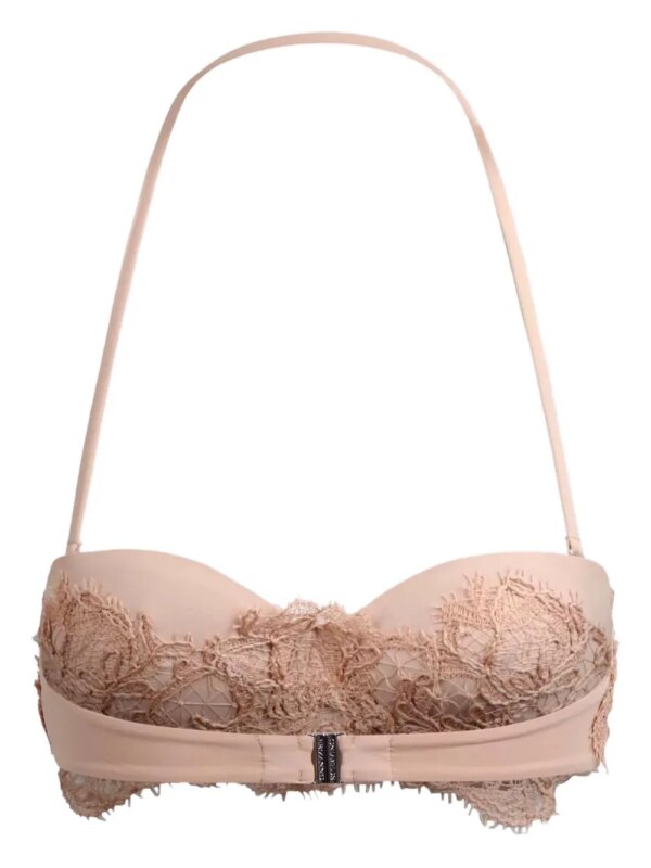 Ermanno Scervino Bandeau bikinitop met afwerking van kant - Beige