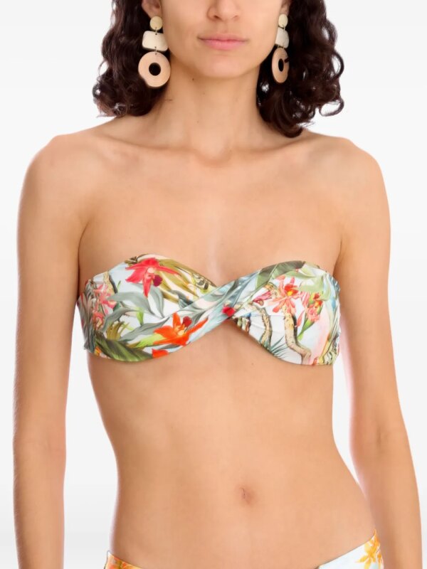 Lygia & Nanny Hawaii bikinitop met gedraaide voorkant en bloemen - Wit
