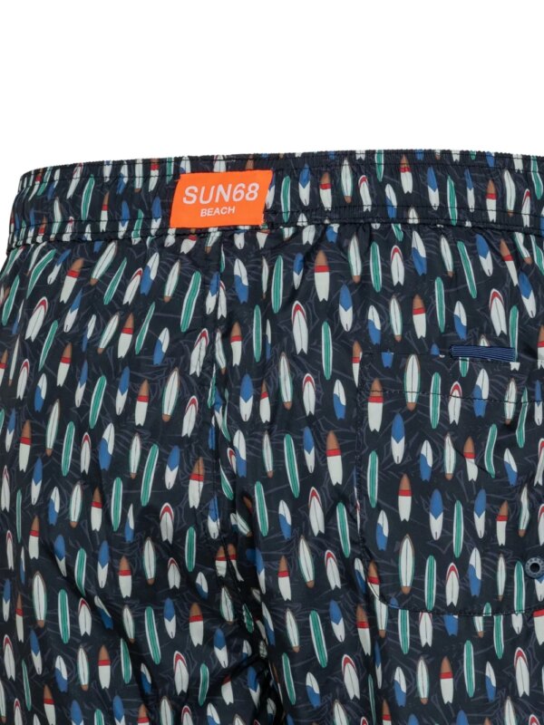Sun68 Zwembroek met surfplank print - Zwart