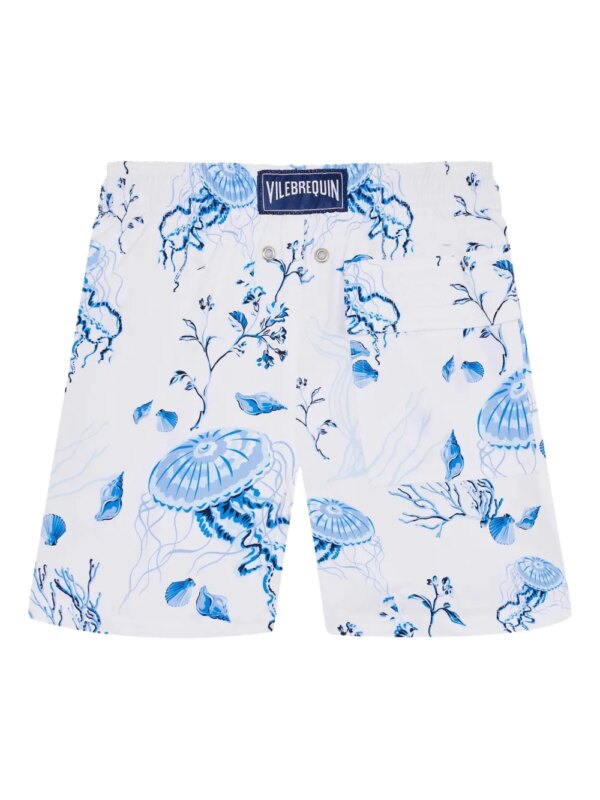 Vilebrequin Kids Zwembroek met zeeprint - Wit