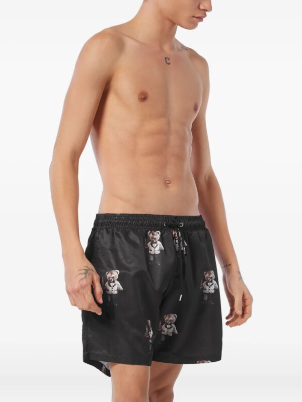 Philipp Plein Zwembroek met Teddy-print - Zwart