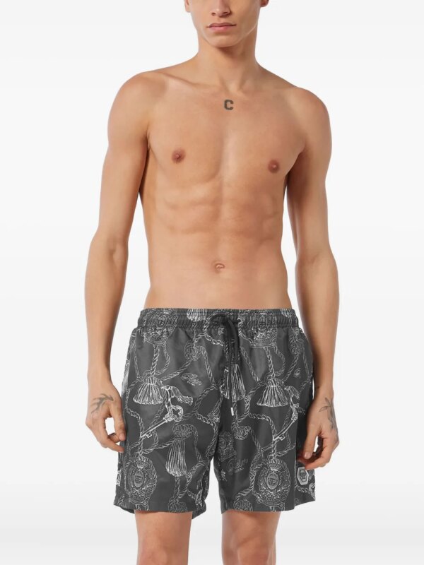 Philipp Plein Zwembroek met print en kwastje - Zwart