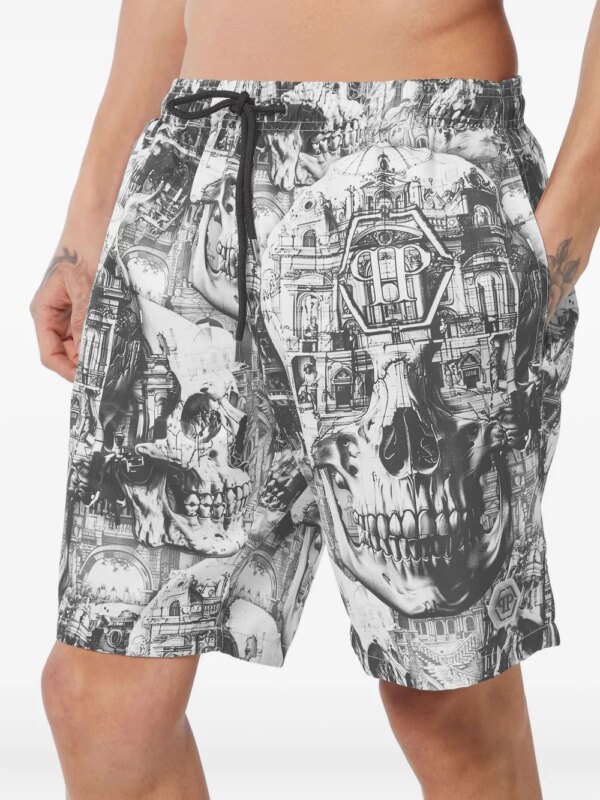 Philipp Plein Zwembroek met grafische print - Zwart