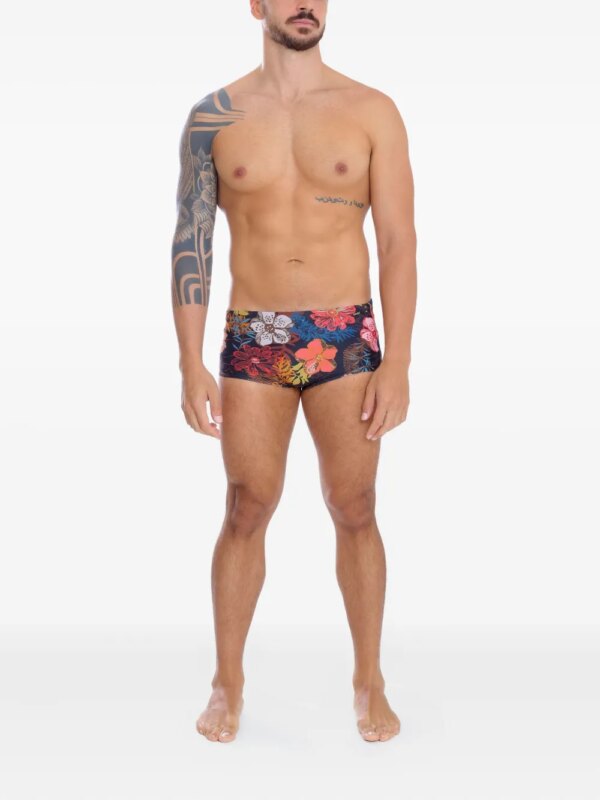 Amir Slama Zwembroek met bloemenprint - Zwart