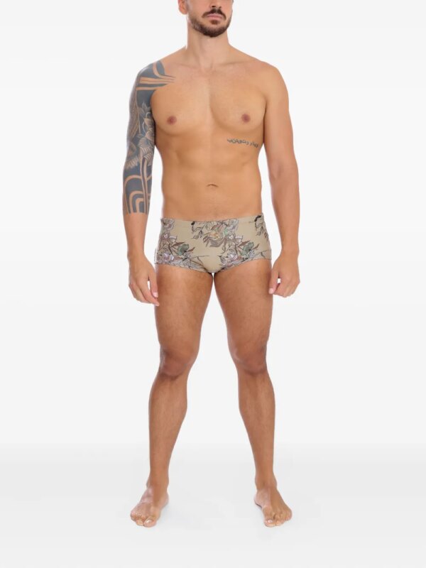 Amir Slama Zwembroek met bloemenprint - Beige