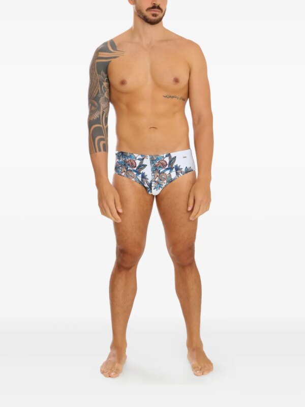 Amir Slama Zwembroek met bloemenprint - Wit