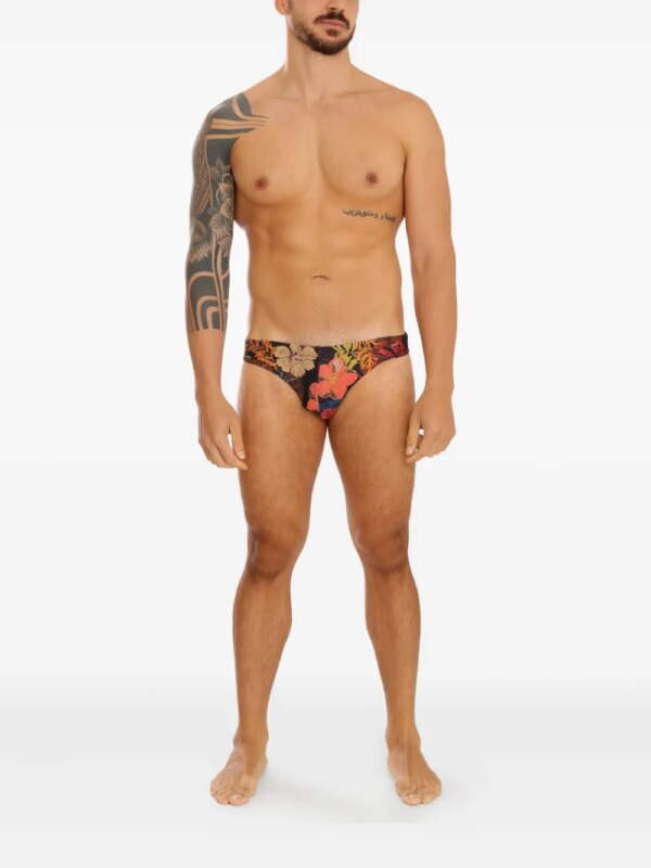 Amir Slama Zwembroek met bloemenprint - Zwart