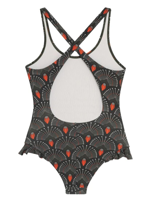 Lygia & Nanny Lore badpak met gekruiste rug en patroon - Zwart