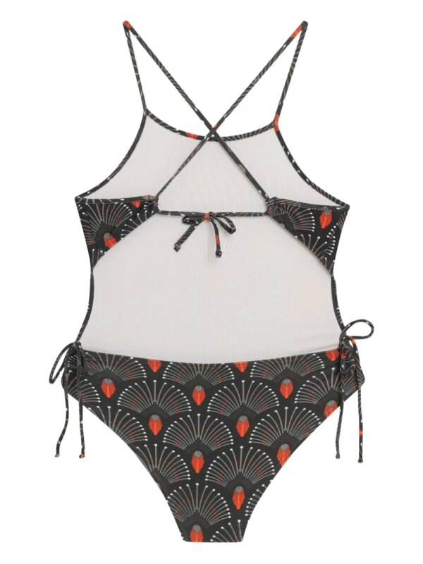 Lygia & Nanny Sally badpak met bandjes en patroon - Zwart