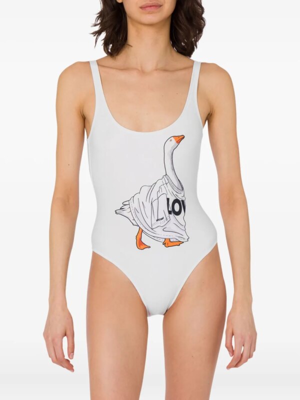Moschino Goose badpak met grafische print - Wit
