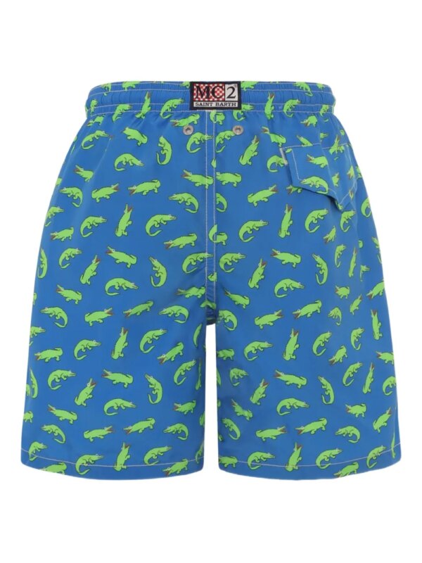 MC2 Saint Barth Kids Zwembroek met krokodillenprint - Blauw