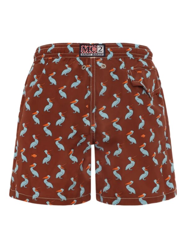 MC2 Saint Barth Kids Zwembroek met pelikaanprint - Bruin