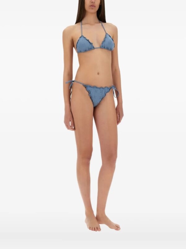 MC2 Saint Barth Bikinitop met ruches en geborduurd ringlets - Blauw